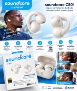 Écouteurs Sans Fil Soundcore C50i by Anker Open-Ear Clip-On Noir et Blanc